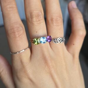 Three-Gem 10K Gold Ring